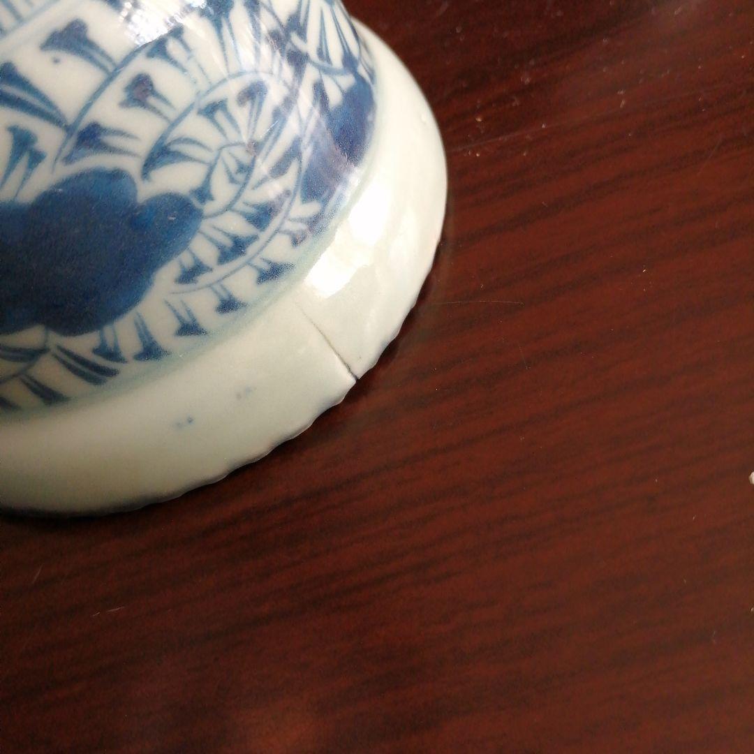 伊万里　染付唐草車輪縁向付　5客　8cm　幕末〜明治期