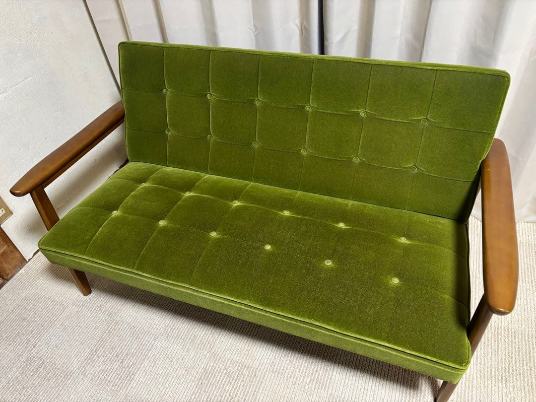 カリモク60 Kチェア モケットグリーン 2シーター