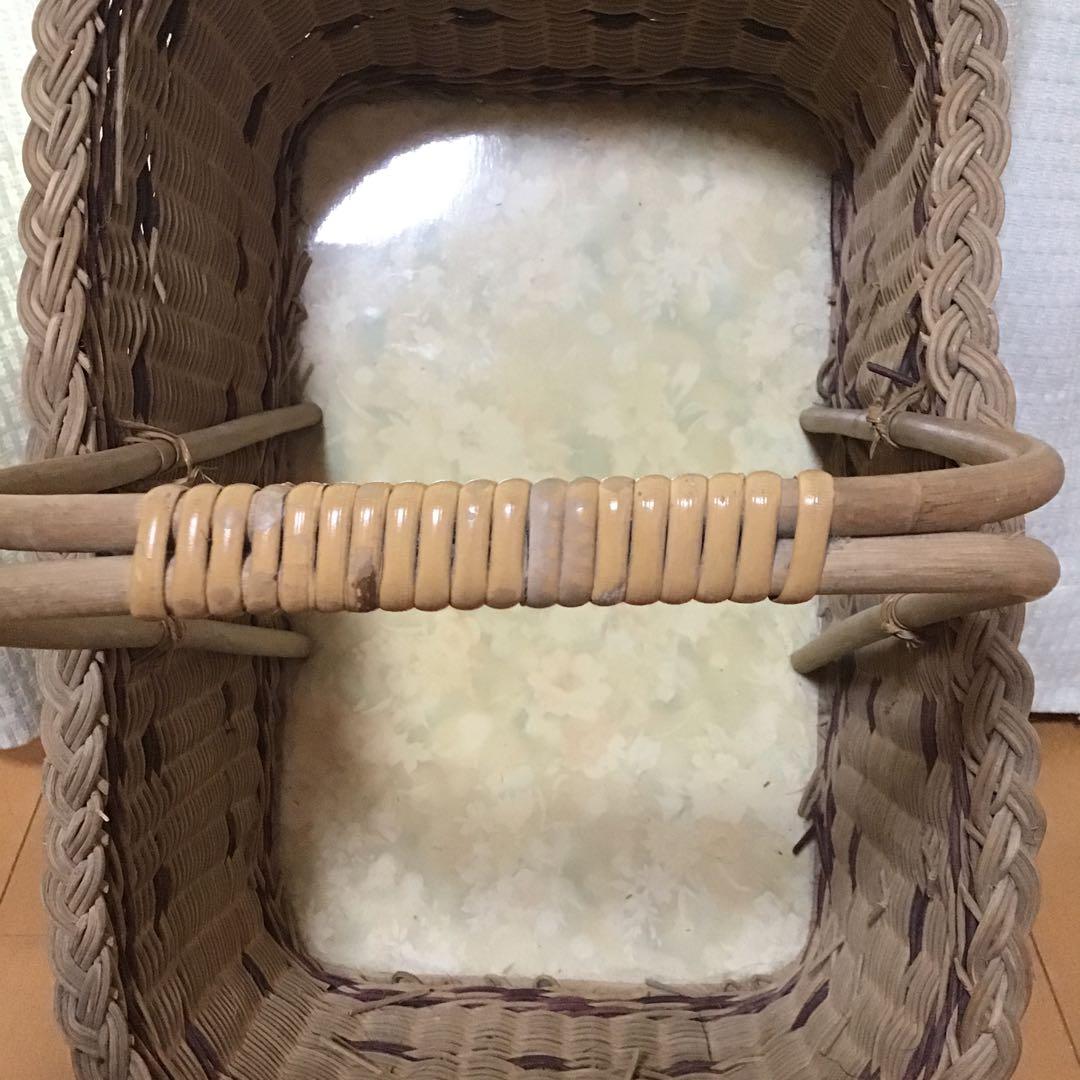 アンティーク　天然素材 ピクニックバスケット 持ち手付き