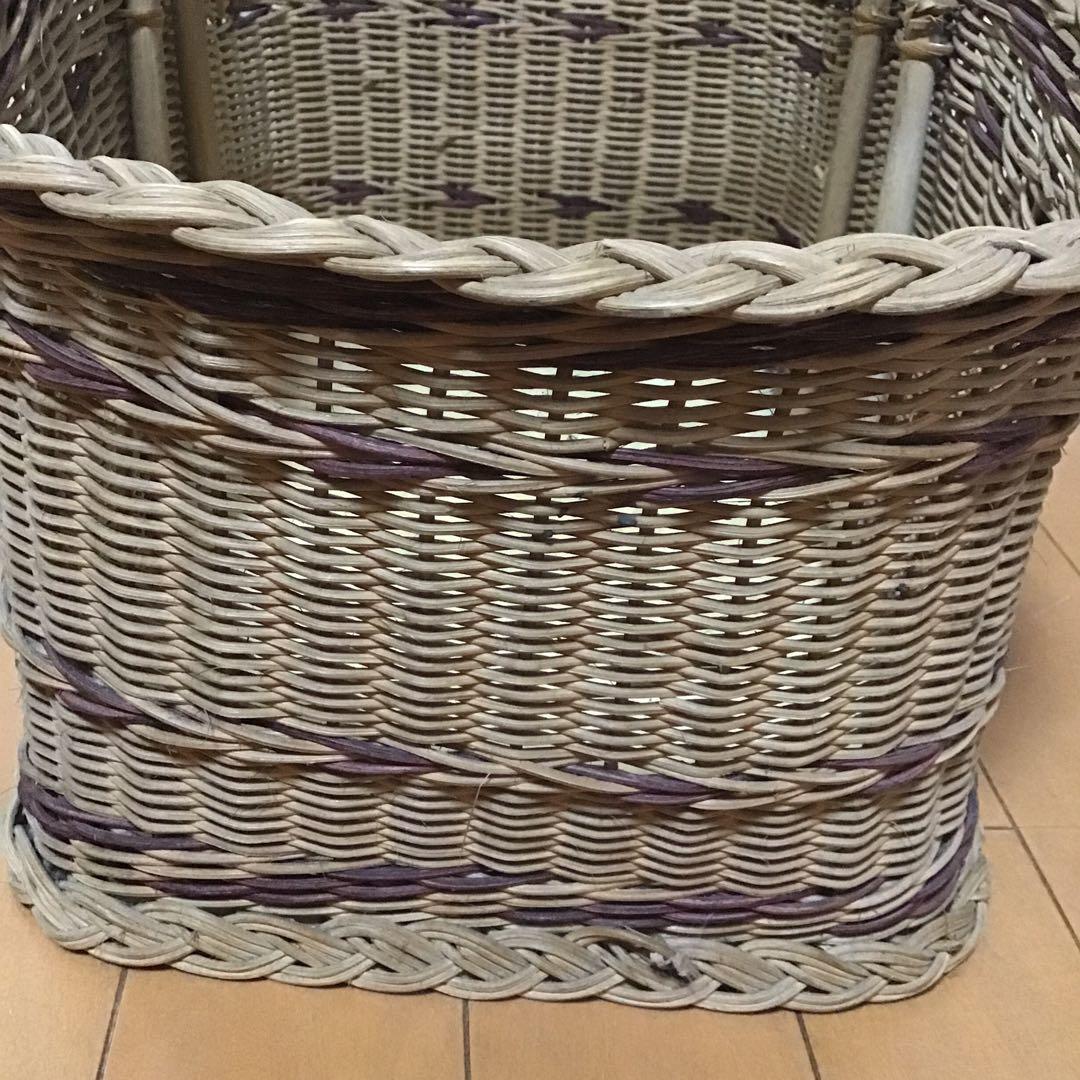 アンティーク　天然素材 ピクニックバスケット 持ち手付き