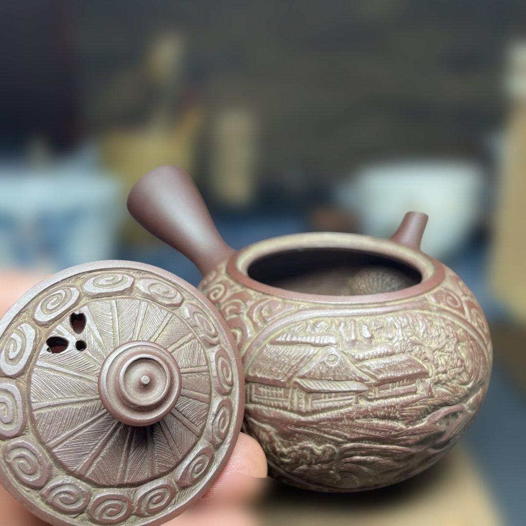 四日市 萬古焼 横手急須 伝統工芸士 紫泥急須 日本製