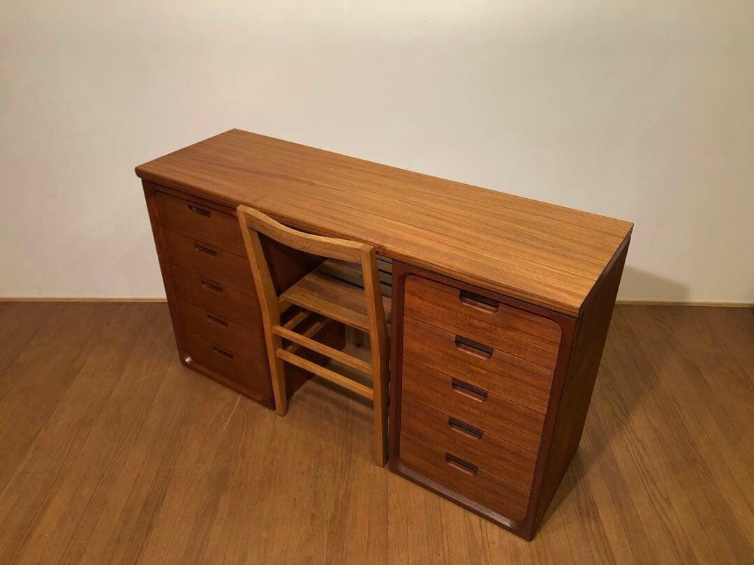 希少 ヴィンテージ 日田工芸社製 マキシム ユニットデスク 机 チーク無垢材天板