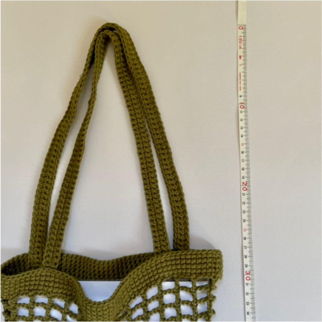 格子柄編みバッグ　パンフレット　楽譜　A4ファイルサイズ　オリーブグリーン