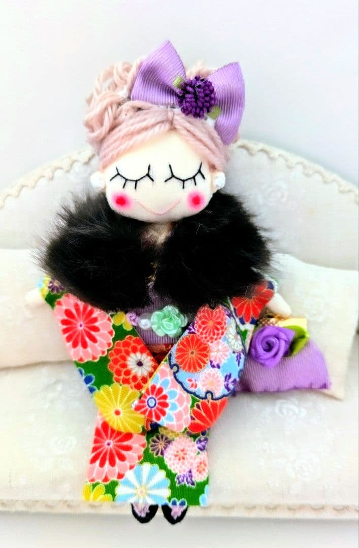 ハンドメイド❋振り袖 和装 ドールチャーム❋日本人形 ❋成人式❋バッグチャーム