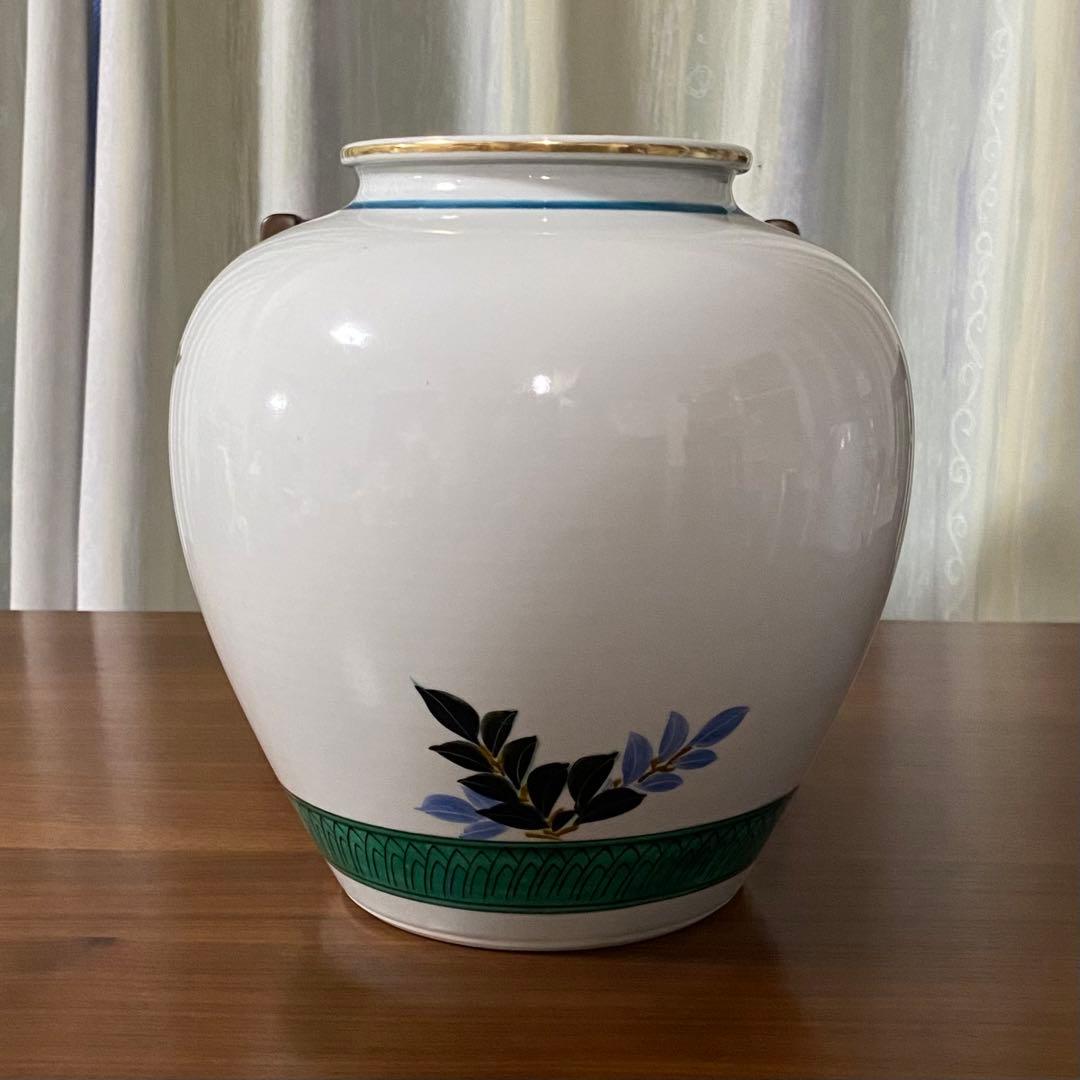 レトロ 九谷焼 穂光 壺 花瓶 花器 椿 目白 ツバキ メジロ