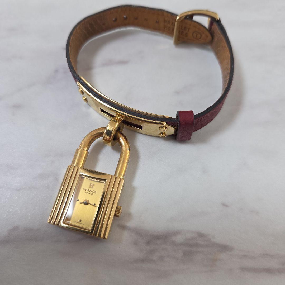 HERMES ロック型 腕時計 金メッキ