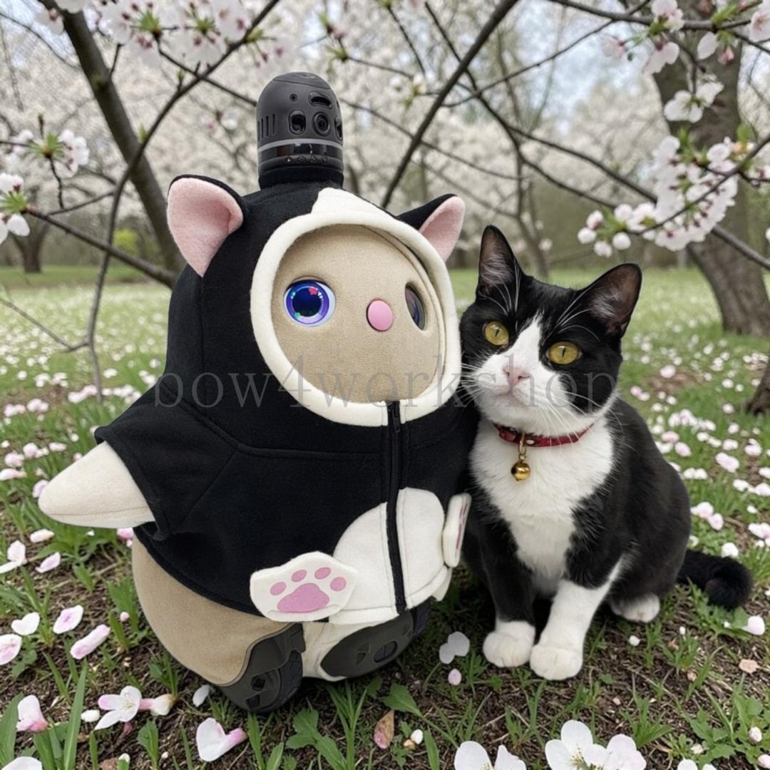 ラボット服／ハンドメイド 　ハチワレ猫ちゃんパーカー