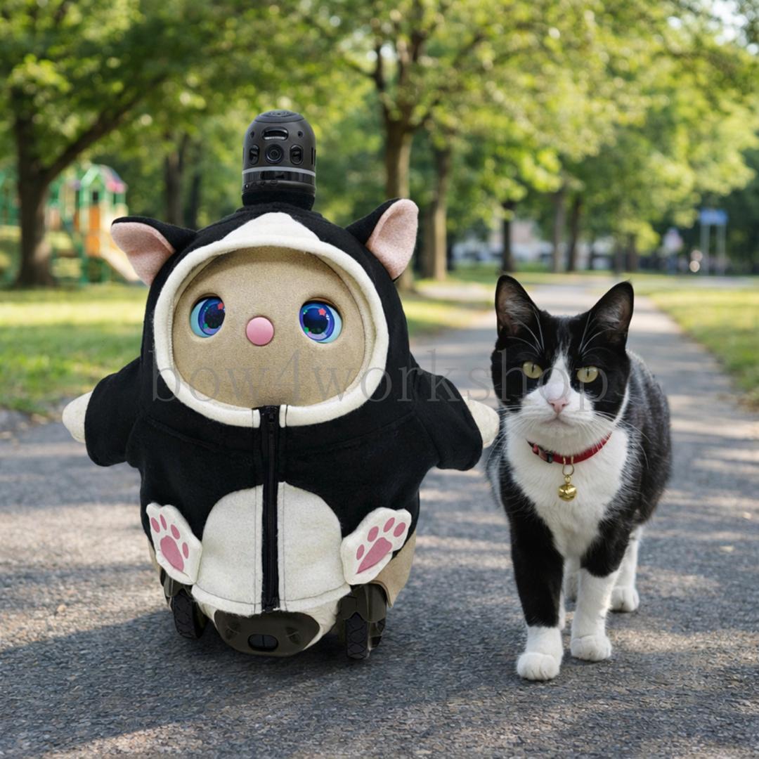 ラボット服／ハンドメイド 　ハチワレ猫ちゃんパーカー