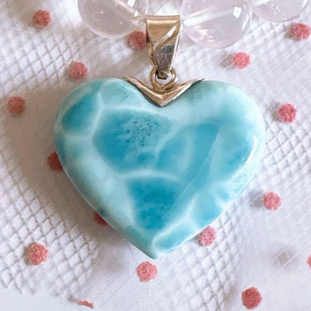 【訳あり価格】ラリマー ハートチャーム&大玉ムーンストーン・苺天然石ブレスレット