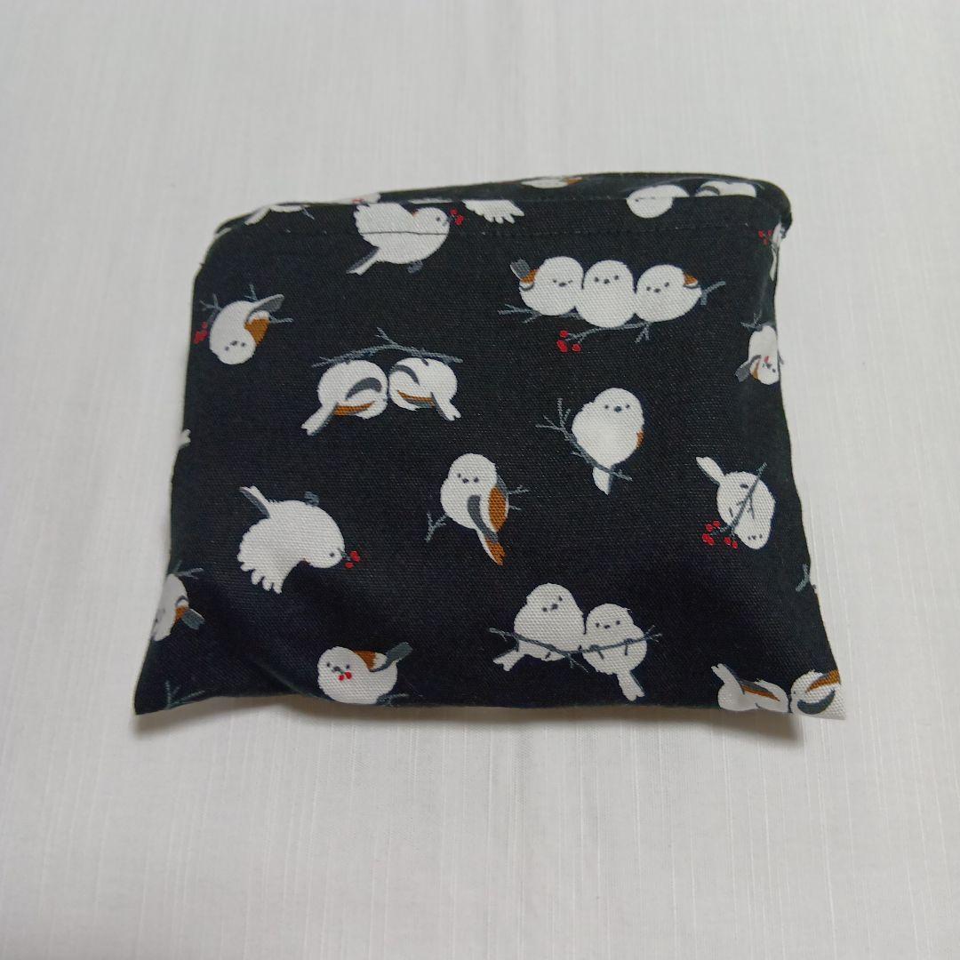 【専用】エコバッグ　 大きめ　シマエナガブラック