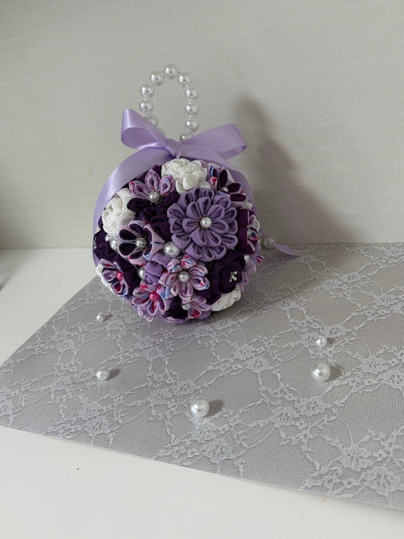 ちりめん細工 ボールブーケ花飾り