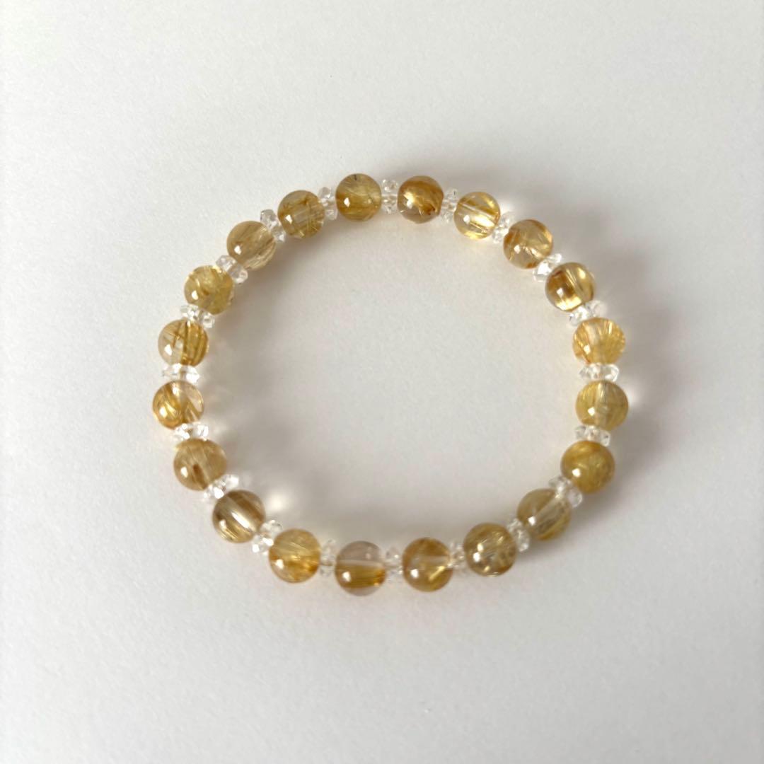 【高品質】【美品】タイチンゴールドルチルクォーツ　パワーストーンブレスレット