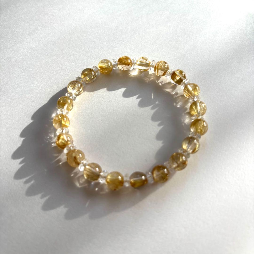 【高品質】【美品】タイチンゴールドルチルクォーツ　パワーストーンブレスレット