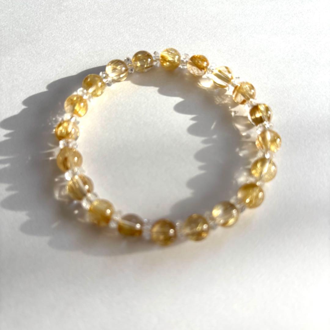 【高品質】【美品】タイチンゴールドルチルクォーツ　パワーストーンブレスレット