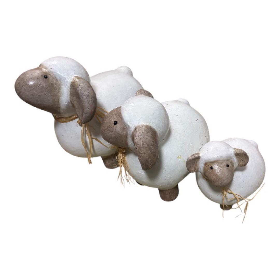 sheep（羊）アンティークオブジェ　置物　テラコッタ陶器　3個セット
