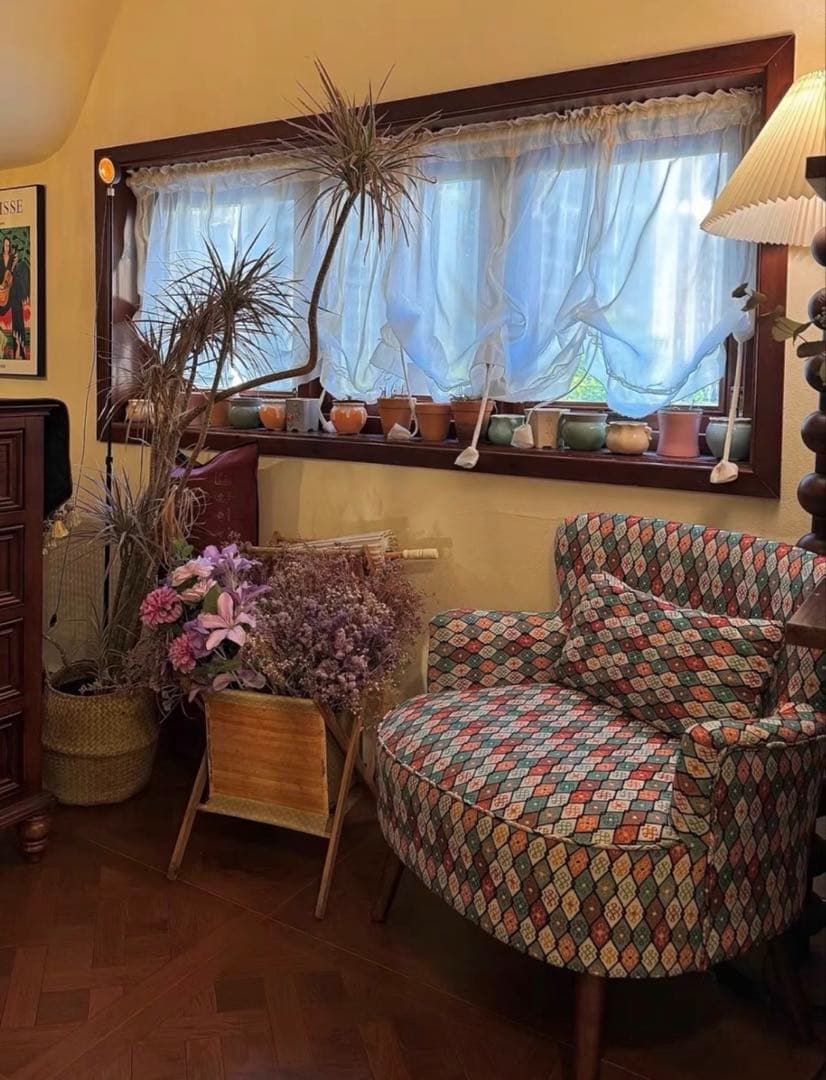 多色ダイヤモンドパターン アームチェア