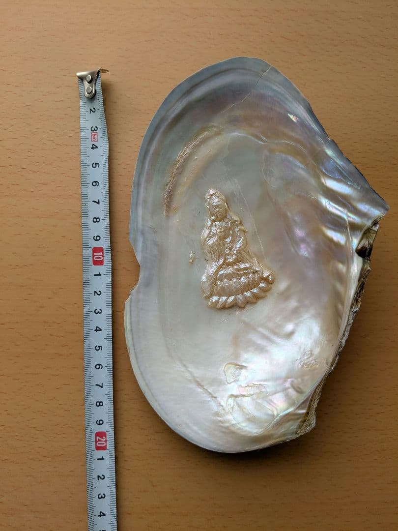 仏像真珠／淡水パール母貝 観音レリーフ no.102