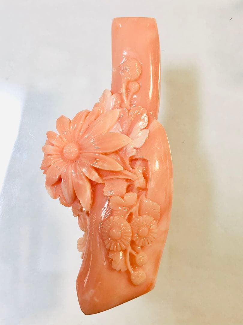 NO-889 天然彫刻本珊瑚ルース　16.54g