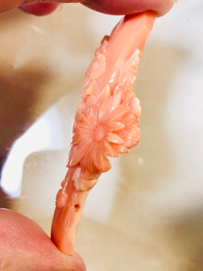 NO-889 天然彫刻本珊瑚ルース　16.54g