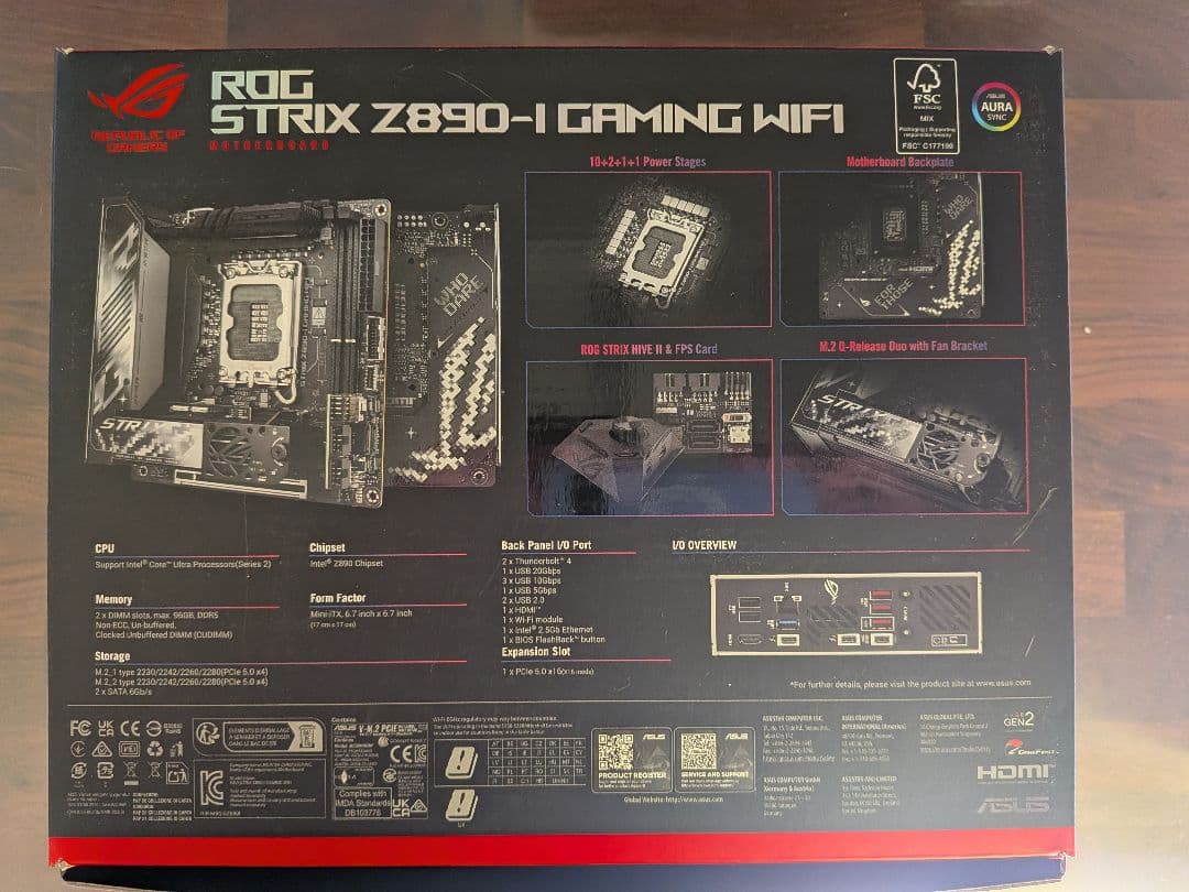 ROG STRIX Z890-I GAMING WIFI マザーボード