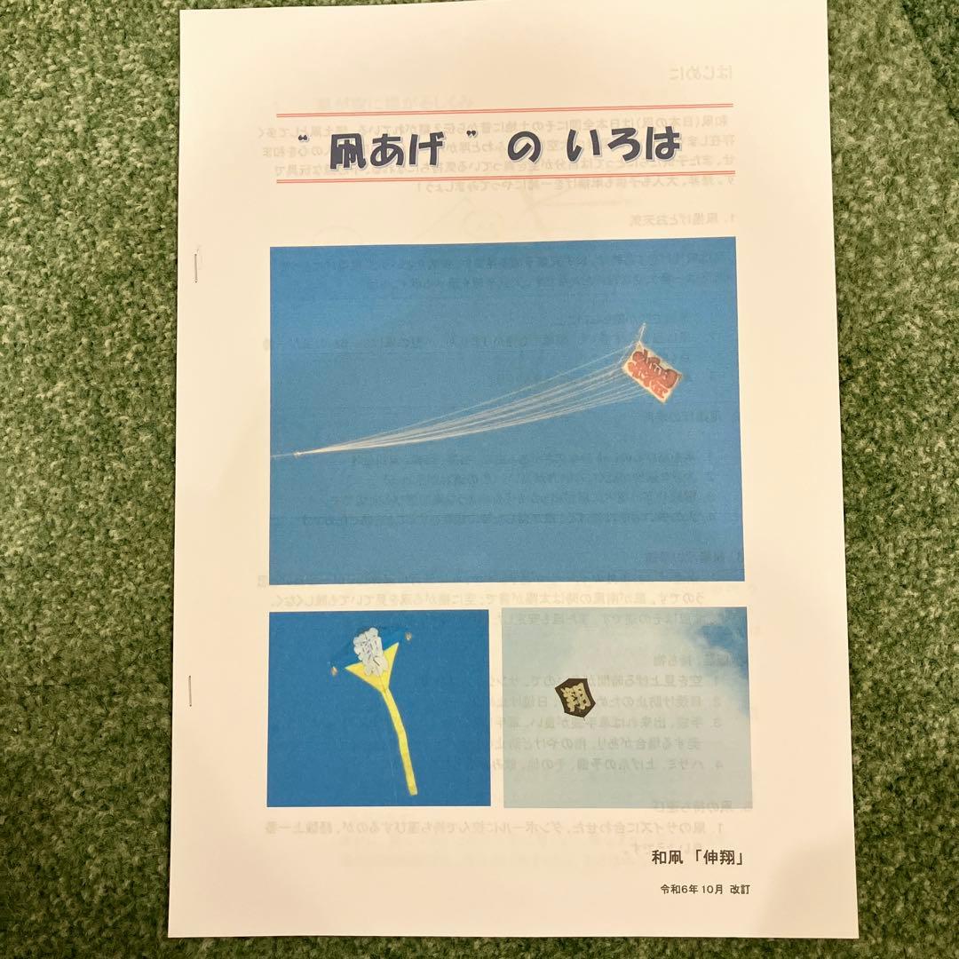 凧　和凧　カイト　実際に揚がる　手描き　日本の六角凧　揚げ方の説明書付