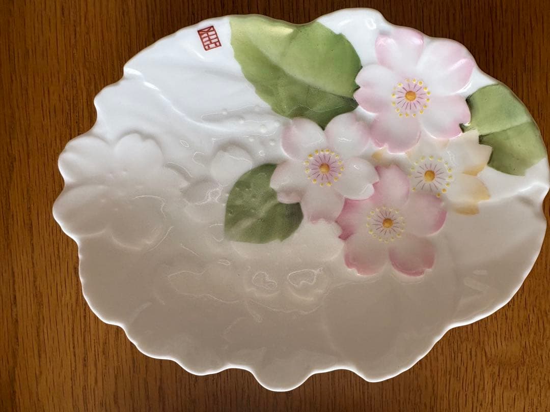 作家物　絵付け花柄皿 6枚セット 約18cm