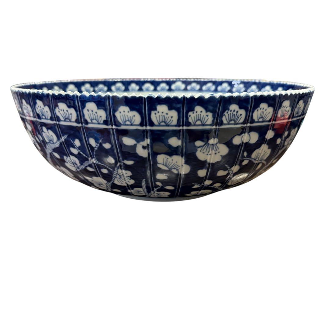 染付 梅樹文 大鉢 角印 和食器 古陶磁　染付梅花文 大鉢 盛鉢 和モダン