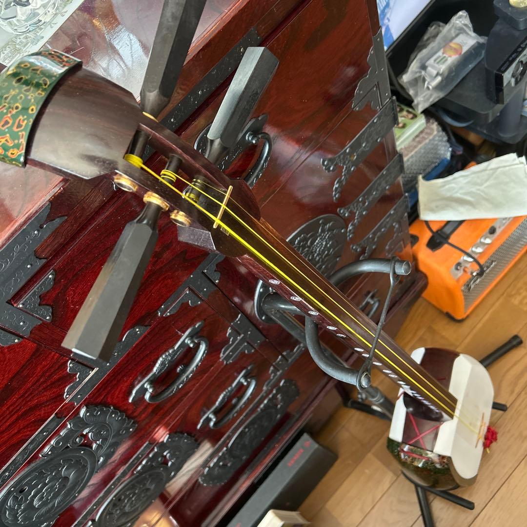 リプル張替済　太棹　金細　綾杉　紅木　津軽三味線　トチ多数