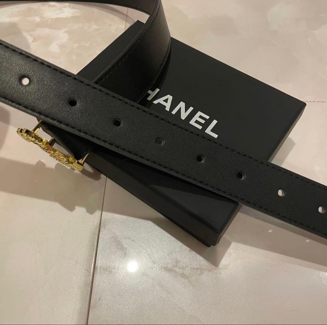 CHANEL ブラックレザー ベルト