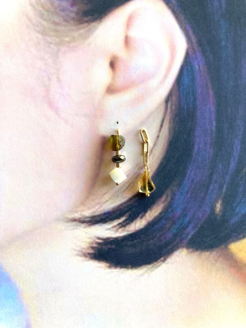 no.0141 グラデーションのシトリンと，森のトルマリン　一点物