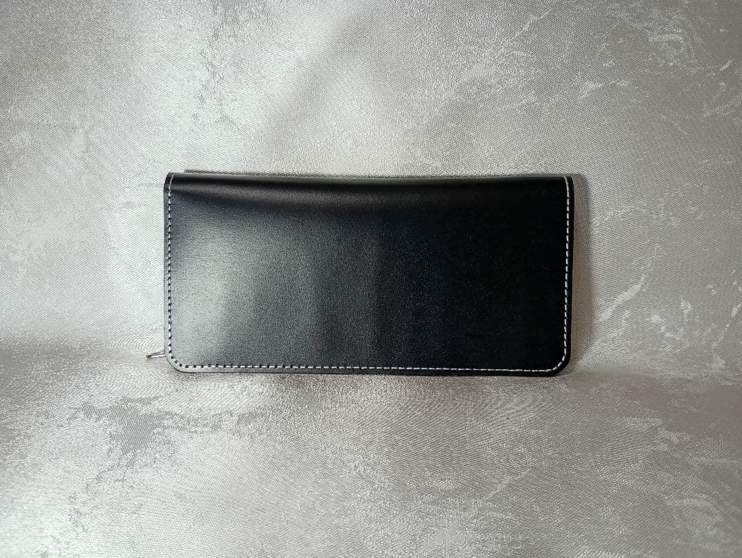 トラッカーウォレット　国産　本革　牛革　兵庫レザー　ブラック黒色　三層二つ折り