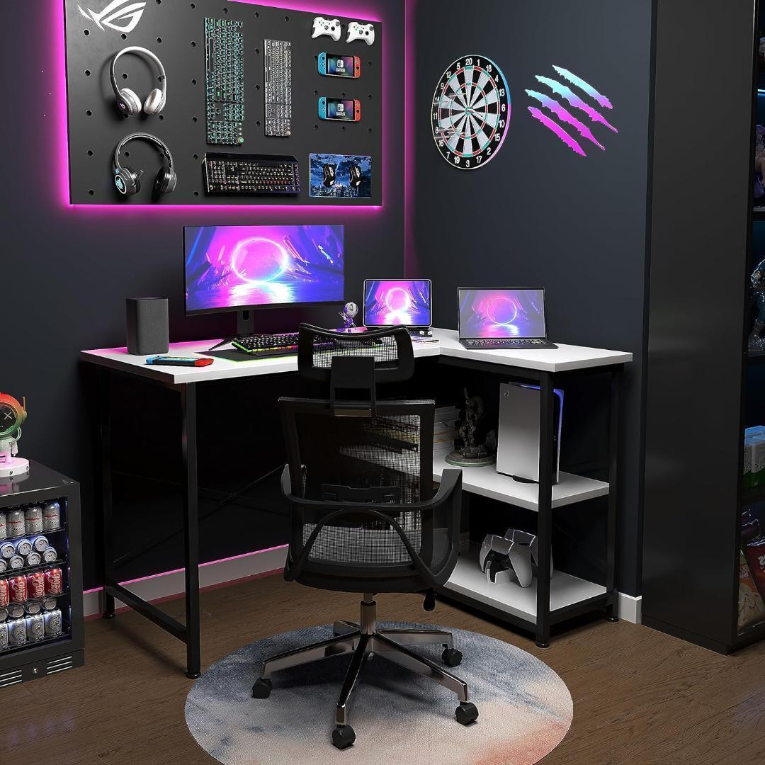 【2333-129-90】パソコンデスク 幅108×奥行80 L字