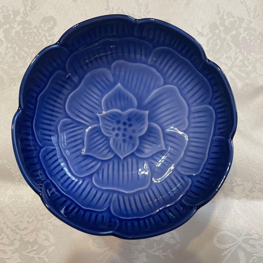 未使用　有田焼　コバルト　高台珍味揃　　5客組　　べっ甲風　デザートカップ