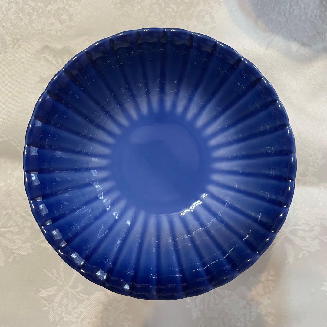 未使用　有田焼　コバルト　高台珍味揃　　5客組　　べっ甲風　デザートカップ