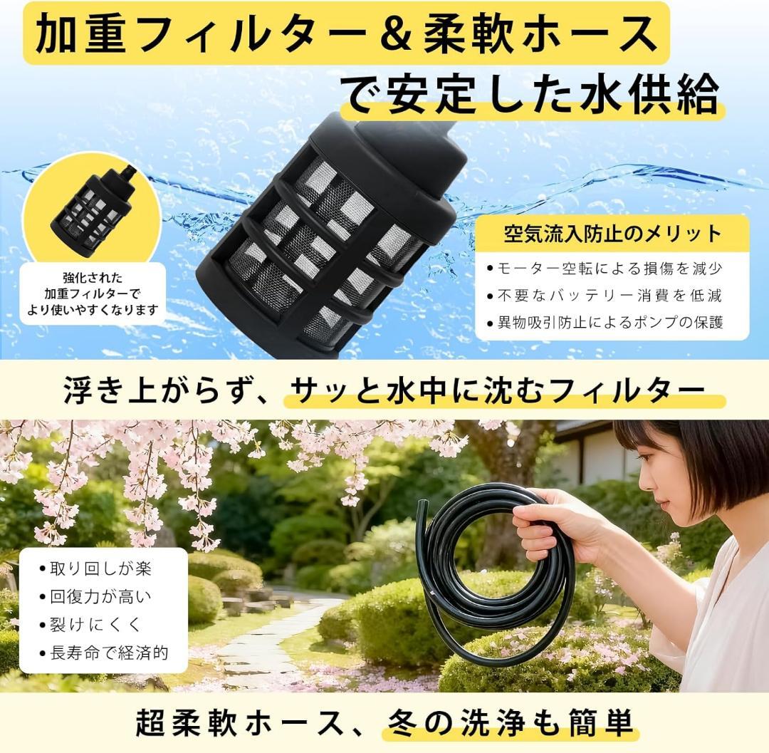 高圧洗浄機⭐️コードレス 9MPa バッテリー2個 13L折りたたみバケツ付き