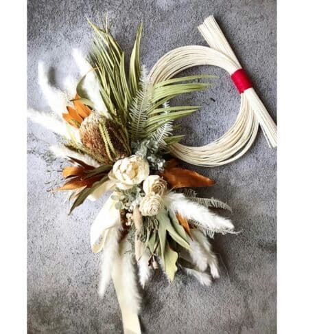 ホワイト しめ縄 ラタンしめ縄 縦長スワッグ