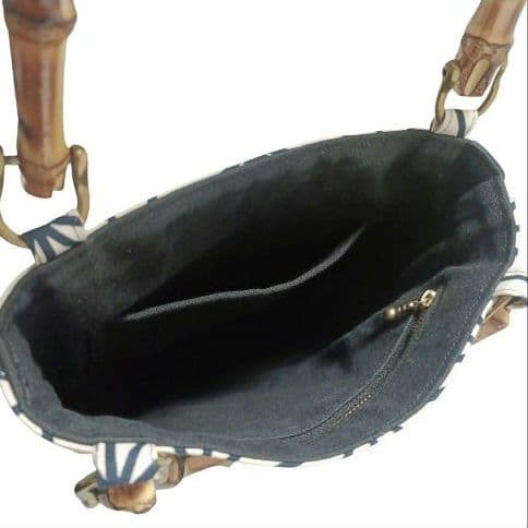 バンブー手提げ　和柄バッグ　麻の葉紋様　お祭りバッグ　神輿