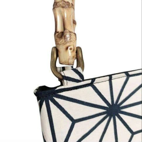 バンブー手提げ　和柄バッグ　麻の葉紋様　お祭りバッグ　神輿