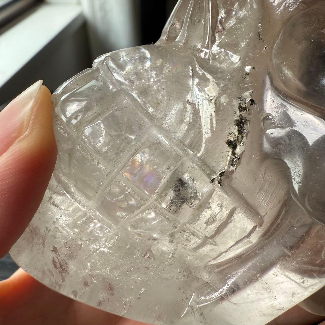 天然石スモーキークォーツのスカル　置物　彫物NO.092906