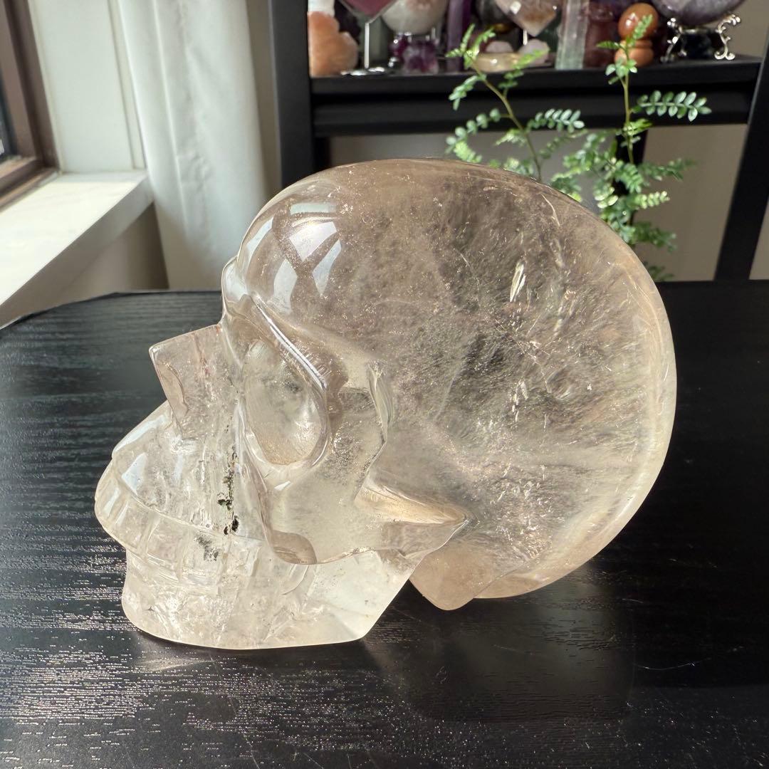 天然石スモーキークォーツのスカル　置物　彫物NO.092906