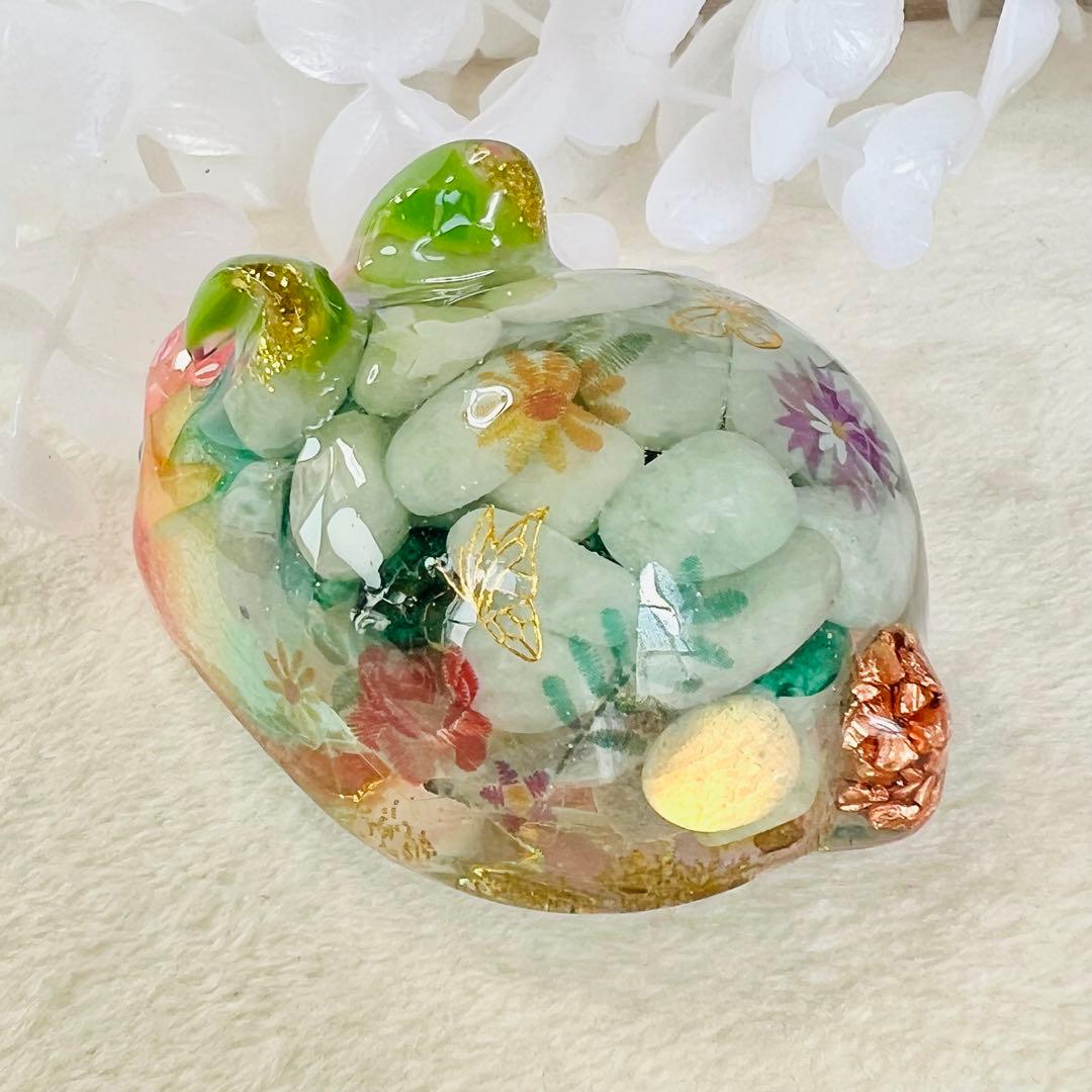 オルゴナイト うさぎ レインボーローズ グリーン系