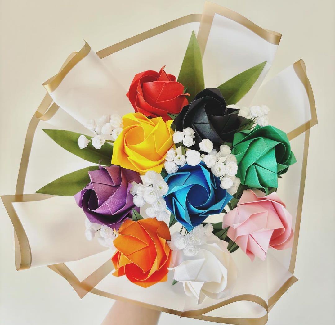 【受注生産】折り紙ブーケ 花束 プレゼント ギフト 枯れない 造花 一点物