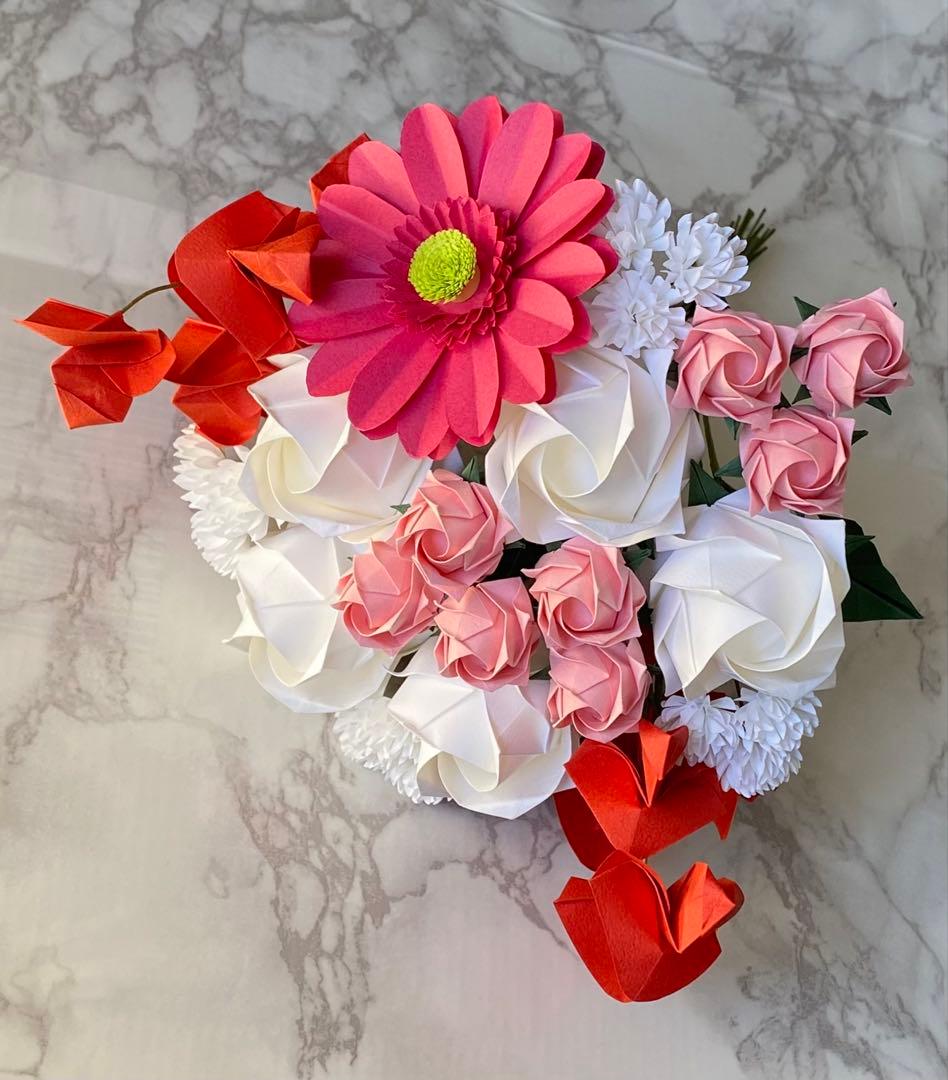 【受注生産】折り紙ブーケ 花束 プレゼント ギフト 枯れない 造花 一点物