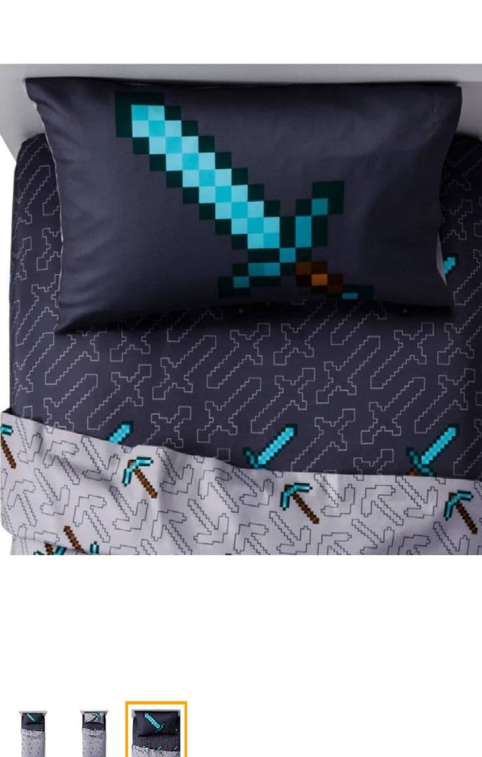 マインクラフト　マイクラ　Minecraft 寝具セット シングルベッド用