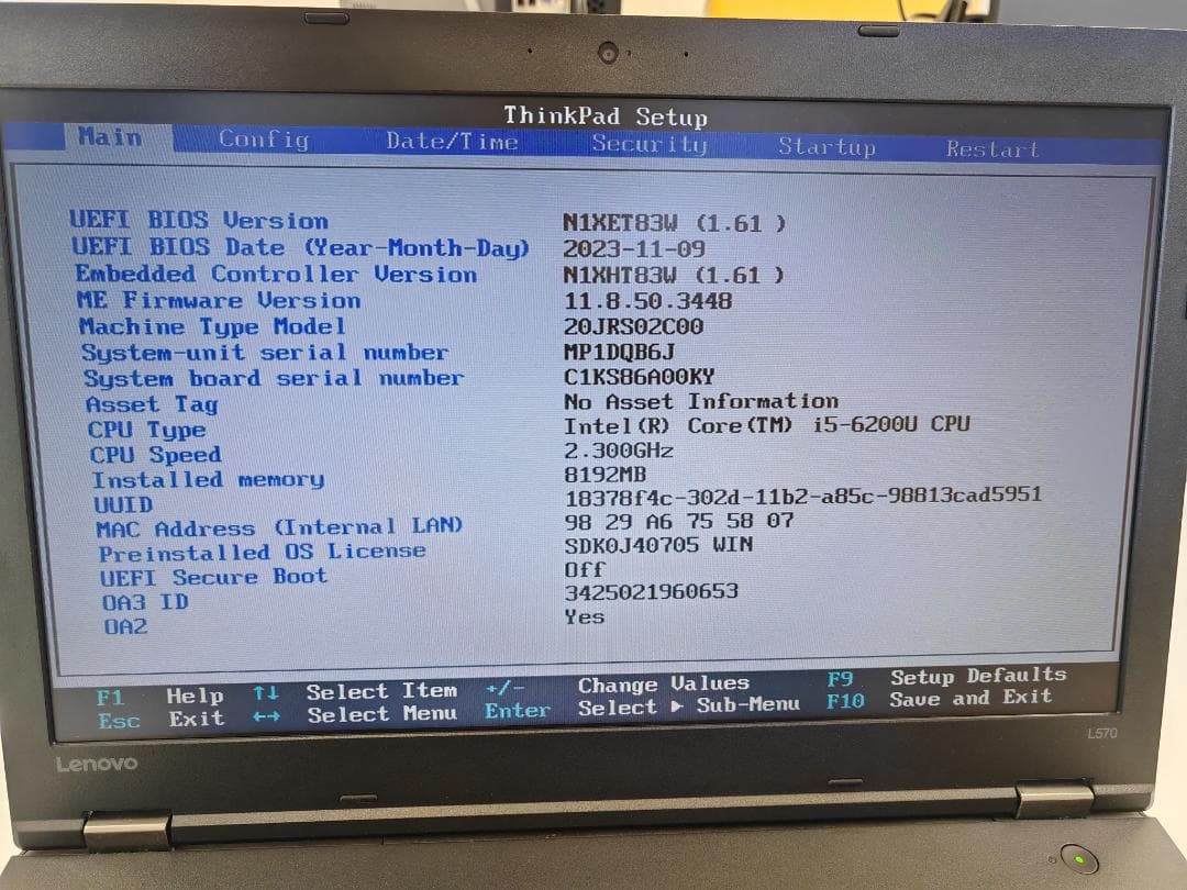 ThinkPad L570 15.6インチ Core i5-6200U