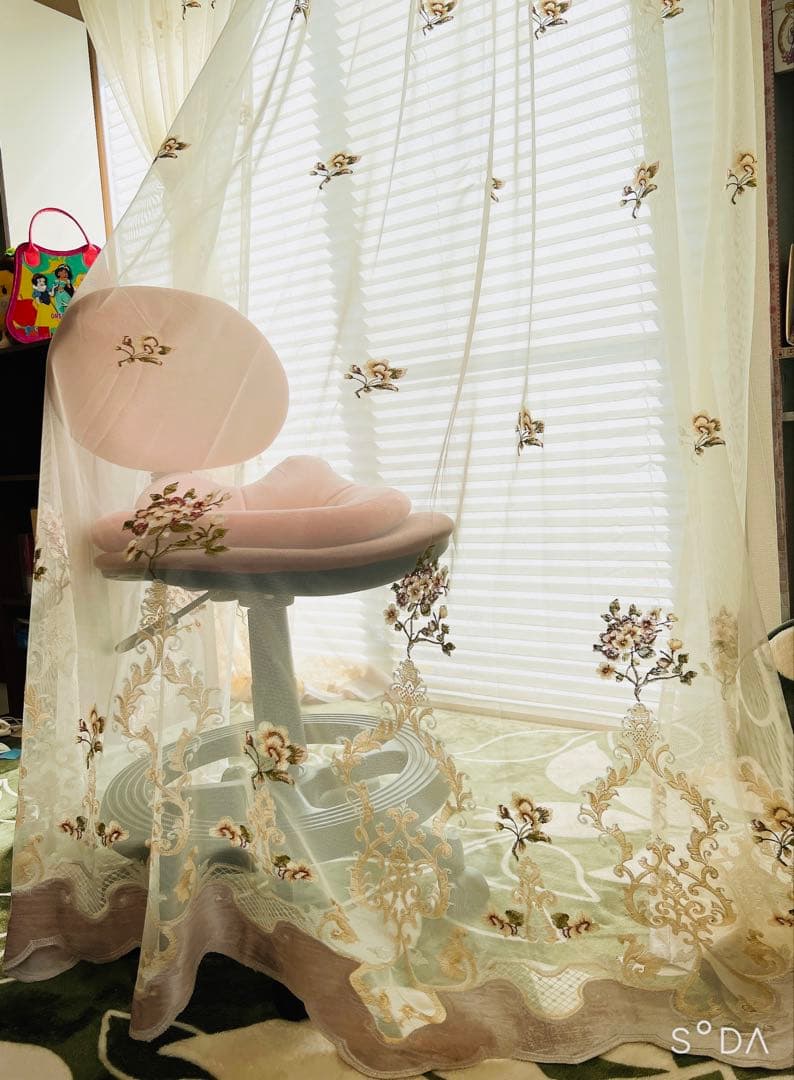 2枚入り　1セット レースカーテン　刺繍　オーダーカーテン ミラーレースカーテン