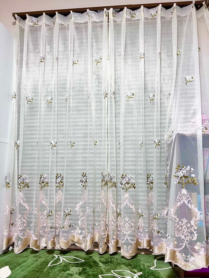 2枚入り　1セット レースカーテン　刺繍　オーダーカーテン ミラーレースカーテン