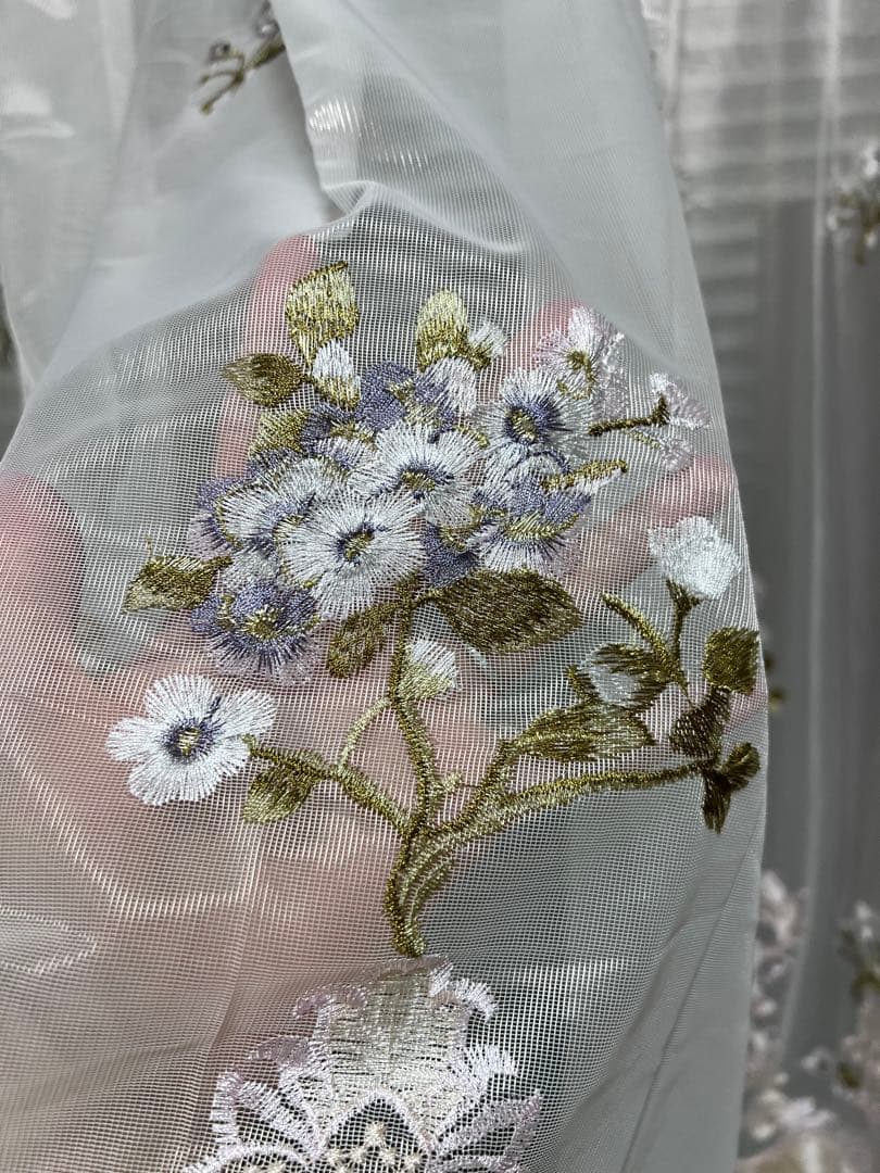 2枚入り　1セット レースカーテン　刺繍　オーダーカーテン ミラーレースカーテン