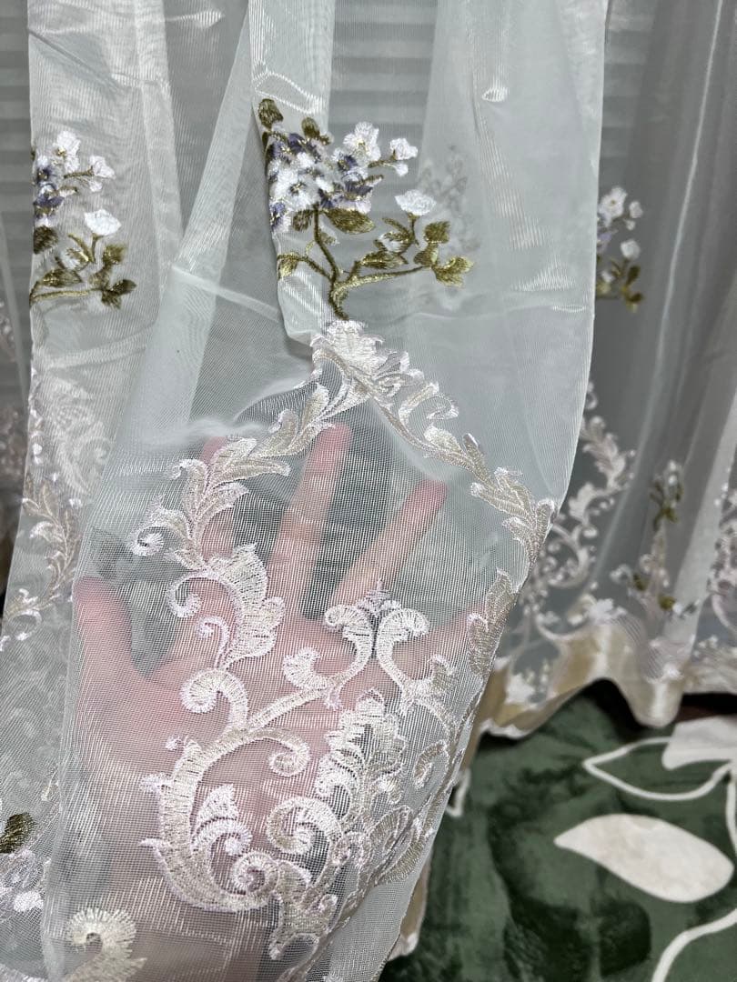 2枚入り　1セット レースカーテン　刺繍　オーダーカーテン ミラーレースカーテン