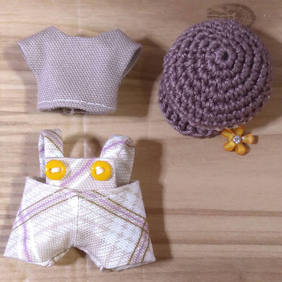 40.ぷちリカちゃん みつごの赤ちゃん 着せ替え服 トップス＆サロペット＆帽子